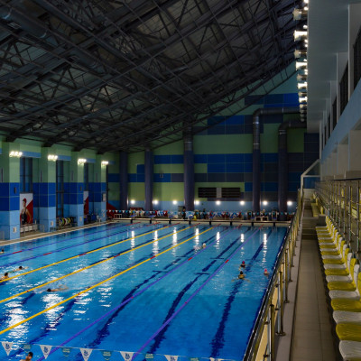 Бассейн «Ижорец»: внутреннее освещение и инсталляция на крыше 