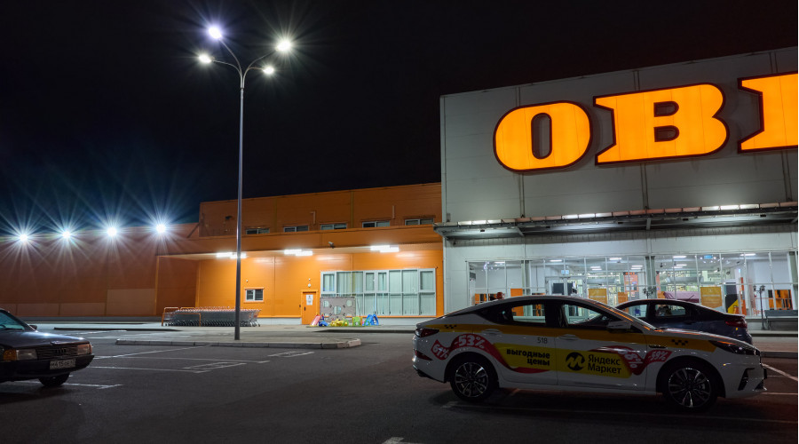 Гипермаркет OBI: замена освещения парковки