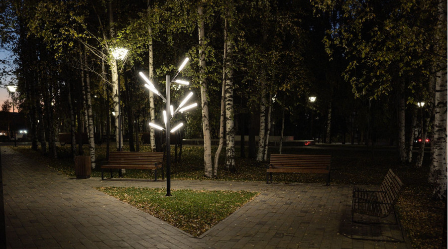 Парк в Архангельске: замена уличных светильников 