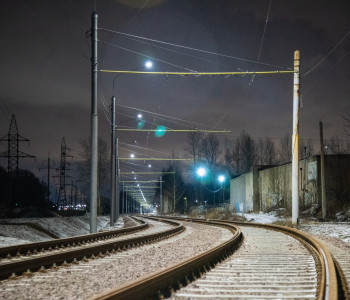 Ярославль: освещение трамвайных путей.