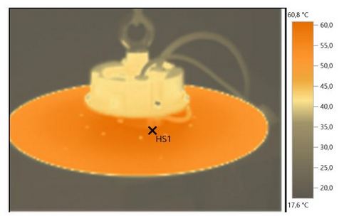 Температура на корпусе светильника «Профи Флэт L» 150 Вт